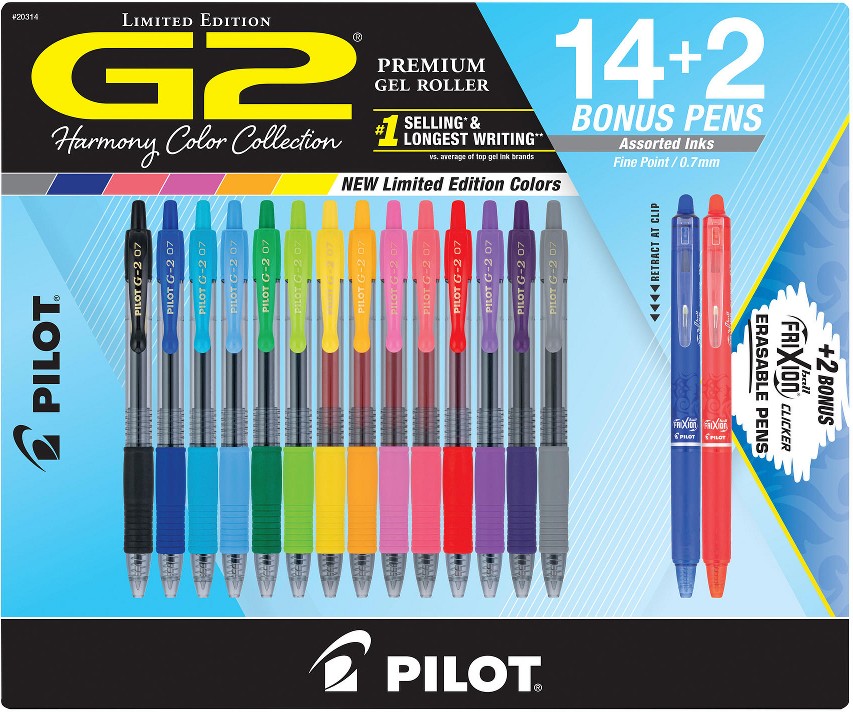 G2 Gel Pens, 14 ct. with 2 Bonus FriXion Erasable Pens - Assorted Colors