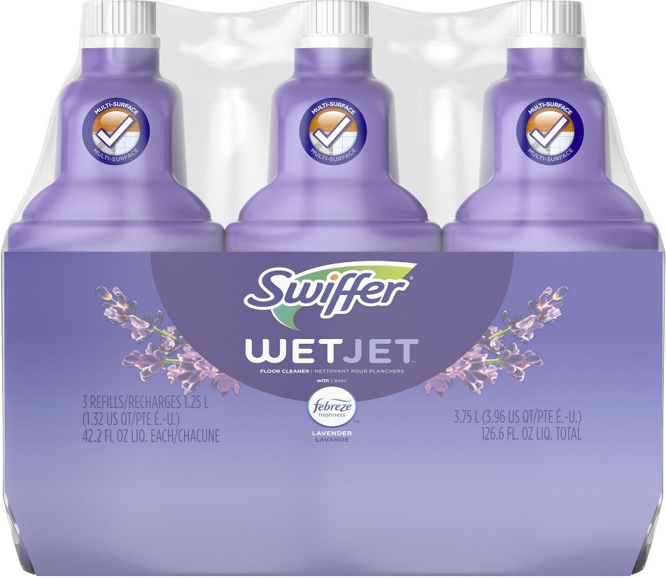 WetJet Multi-purpose Floor Cleaner Solution, Febreze Lavender Vanilla and Comfort Scent, 3 ct./1.25L