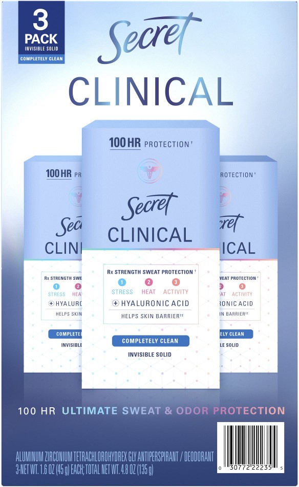 Strength Hyaluronic Acid Antiperspirant and Deodorant, Invisible Solid, 3 pk./1.6 oz.