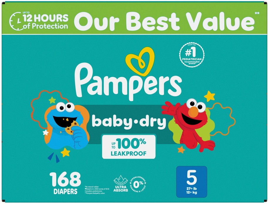 Dry Absorbent Disposable Diapers, Size 5