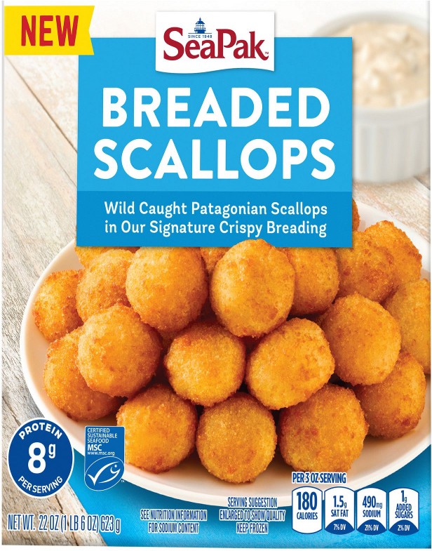 Wild Caught Breaded Scallops, Frozen, 22 oz.