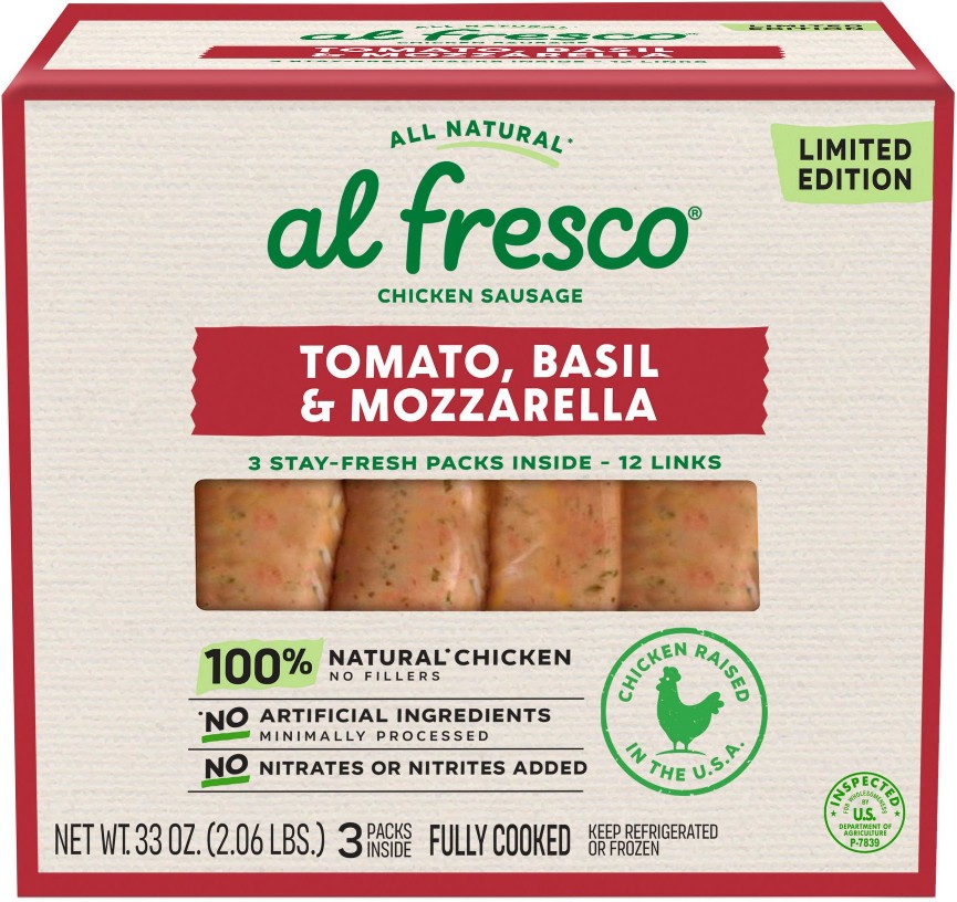 Tomato, Basil & Mozzarella Chicken Sausage, 33 oz.
