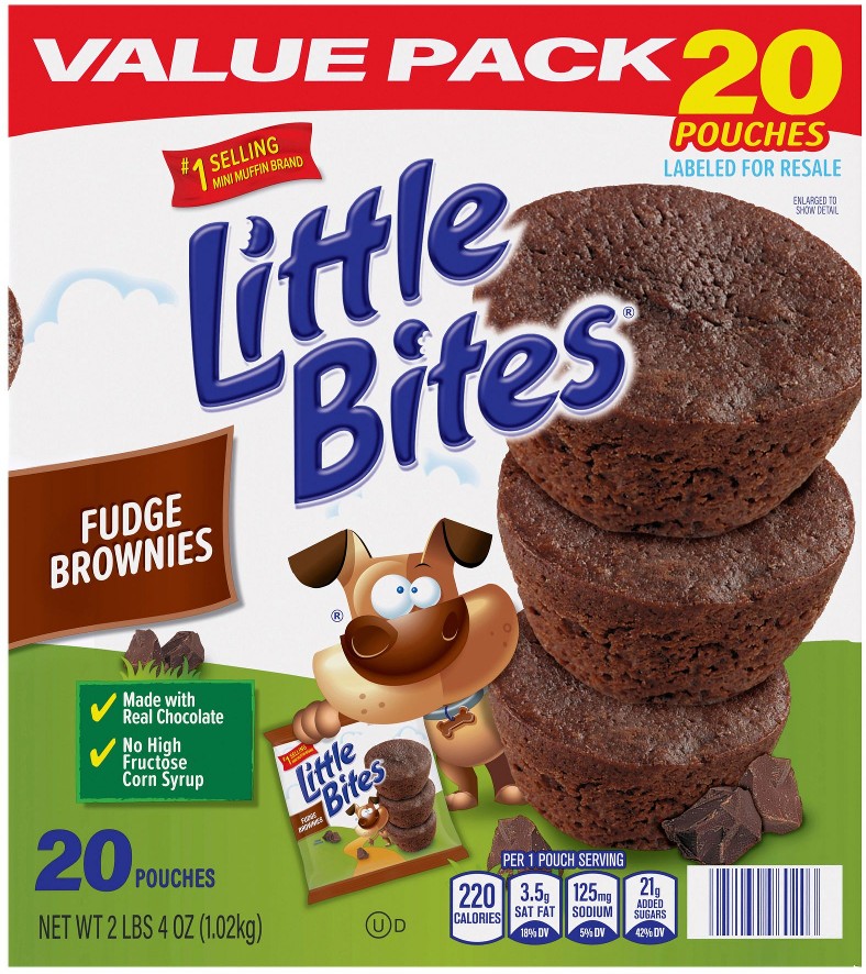 Little Bites Fudge Brownies, Made with Real Chocolate, Mini Muffins Multipack, 20 pk./1.8 oz.