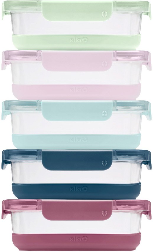 Duroglass Refresh 10-Piece Glass Food Storage Container Set, BPA-Free Lids