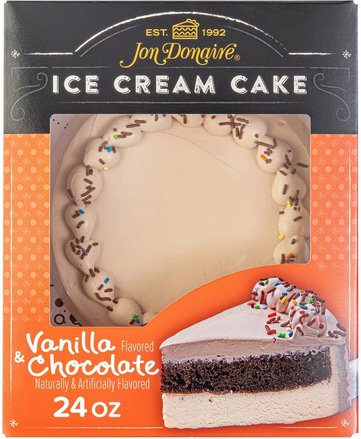 8" Decorated Vanilla Flavored/White Ice Cream Cake, Serves 8