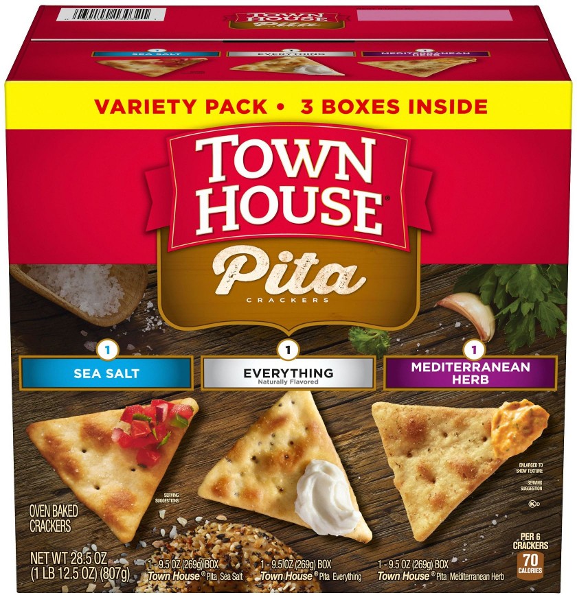 Pita Oven Baked Crackers Variety Pack, Lunch Snacks, 3 pk./9.5 oz.