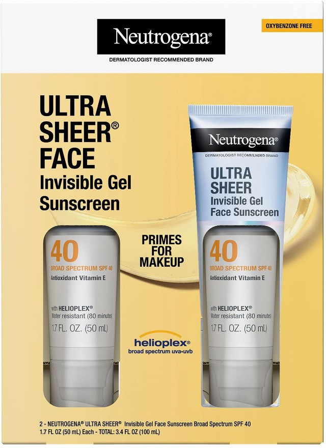 Ultra Sheer Face Invisible Gel Sunscreen SPF 40, 2 pk./1.7 oz.