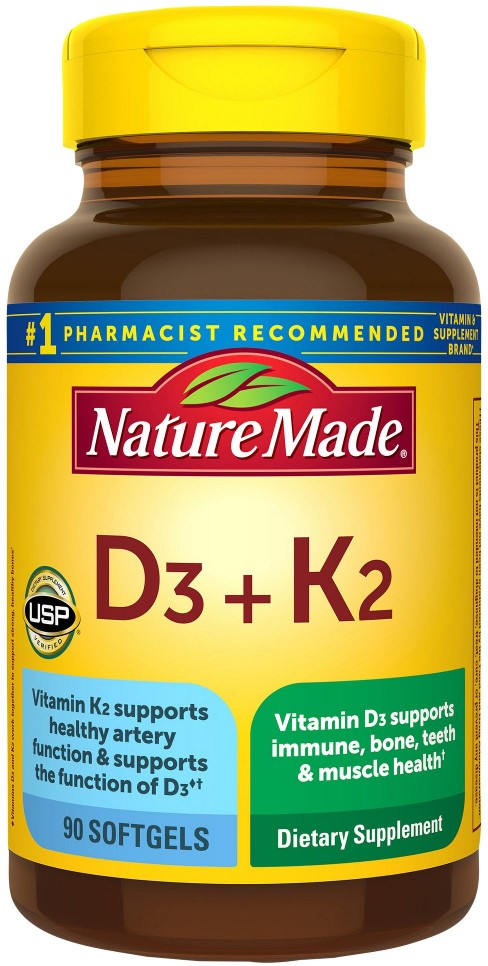 Vitamin D3 + K2 Softgels, 90 ct.