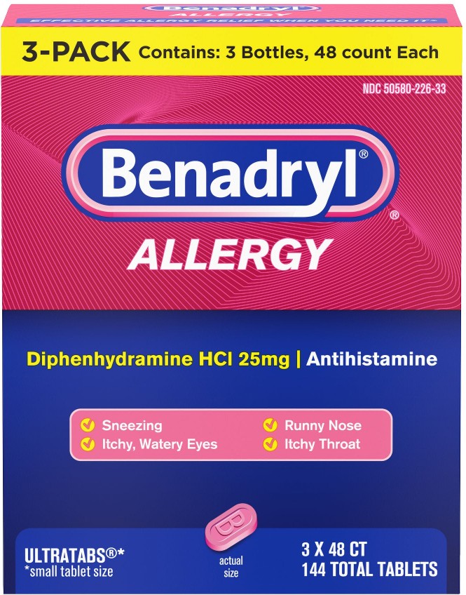 Ultratabs Antihistamine Allergy Medicine Tablets, Bottles, 144 ct.