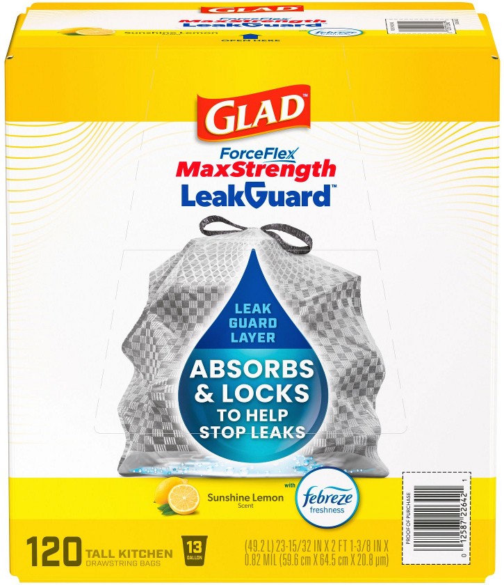 ForceFlex MaxStrength LeakGuard Tall Kitchen Trash Bags - Sunshine Lemon Scent, 120 ct./13 gal.