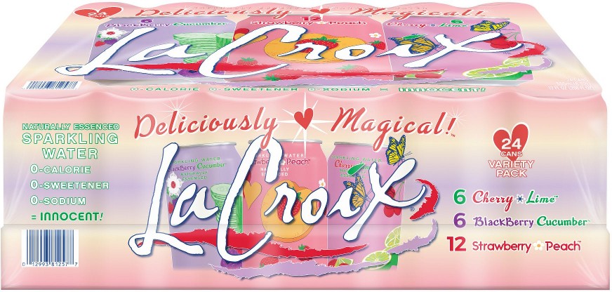Sparkling Water Variety, Strawberry Peach, Cherry Lime, Blackberry Cucumber, 24 pk./12 fl. oz.