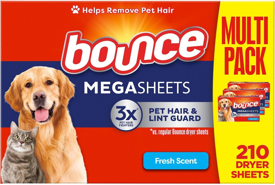 Pet Hair & Lint Guard Mega Dryer Sheets, Fresh Scent, 210 ct.
