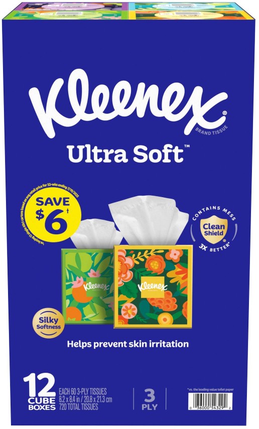 Ultra Soft Facial Tissues, 12 pk./720 total tissues