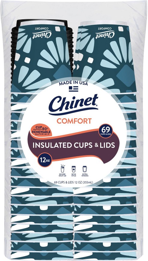 Comfort Insulated Cups & Lids, 12 oz./69 ct.