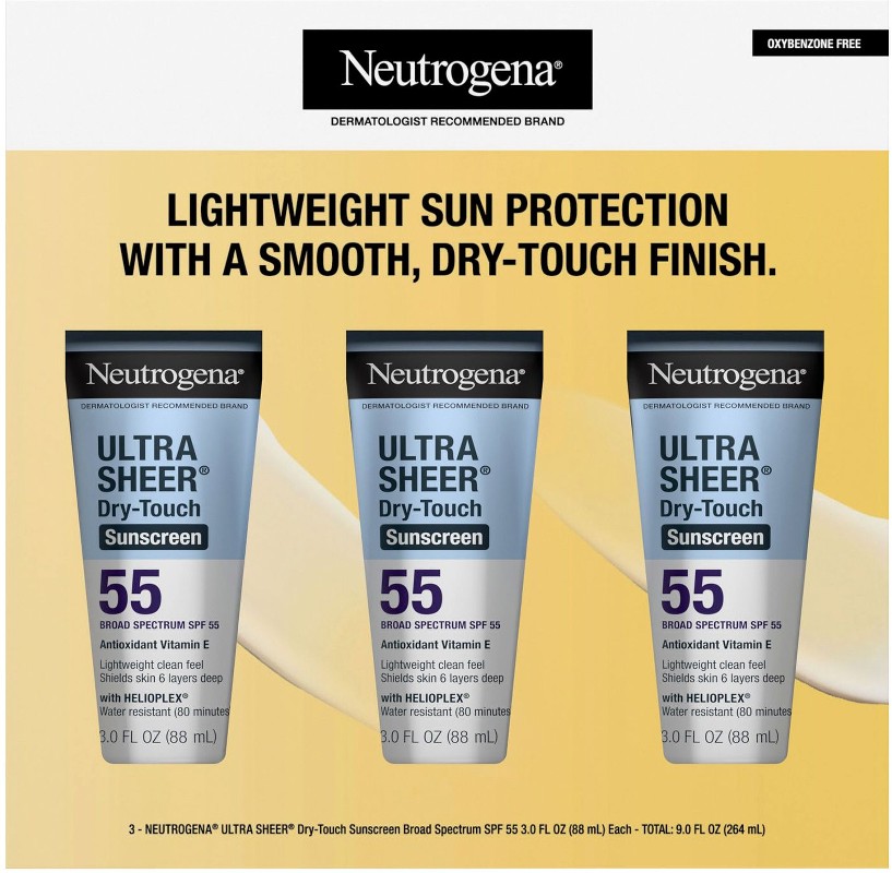 Ultra Sheer Dry-Touch SPF 55 Sunscreen Lotion Broad Spectrum, 3 pk./3 fl. oz