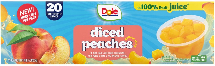 Diced Peaches Fruit Bowls, 20 pk./4 oz.