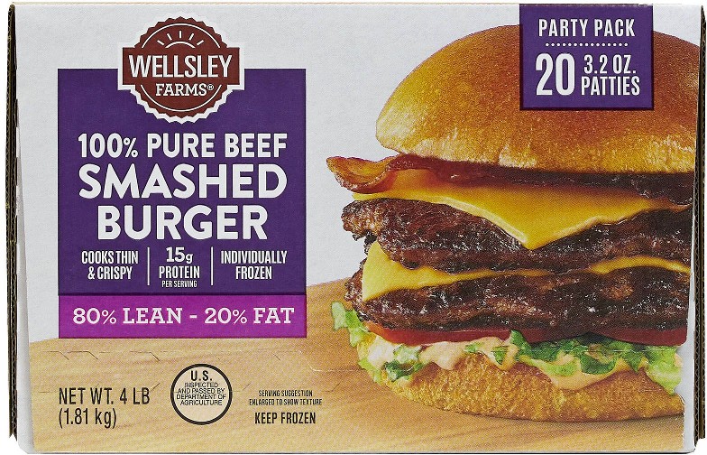 100% Pure Beef Smashed Burger, 20 pk./3.2 oz.