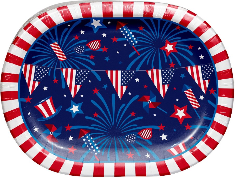 Patriotic Oval Paper Plates, 50 ct.
