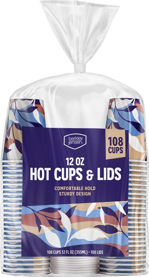 Paper Hot Cups & Lids, 12 oz./108 ct.
