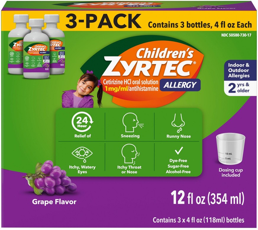 Children's 24 Hour Allergy Relief Grape Syrup, 3 ct./4 fl. oz.