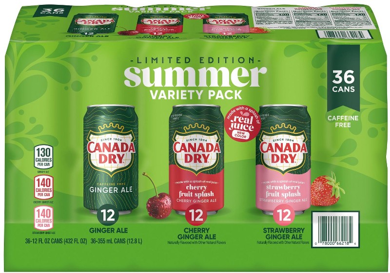 Ginger Ale Soda Summer Variety Pack, Cans, 36 pk./12 fl. oz.