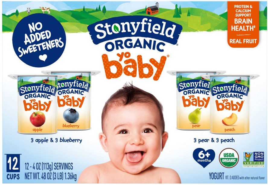 Organic YoBaby Apple & Blueberry Whole Milk Yogurt with Probiotics, Variety Pack, 12 pk./4 oz.