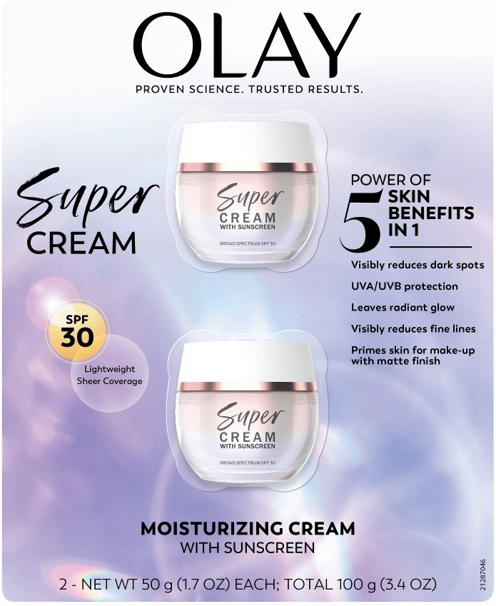 Super Cream Face Moisturizer with Sunscreen SPF 30, 2 pk./1.7 oz.