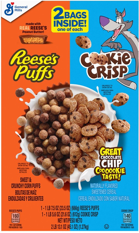 Puffs Peanut Butter Cereal, 23.5 oz. + Cookie Crisp Cereal, 21.6 oz.