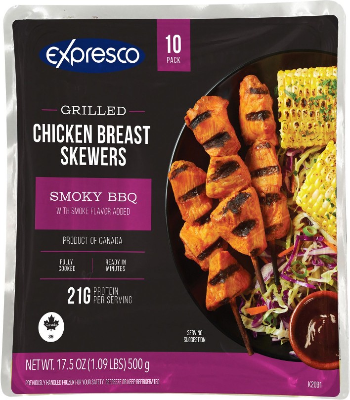 Smoky BBQ Grilled Chicken Breast Skewers, Smoke Flavor Added, 10 ct./1.75 oz.