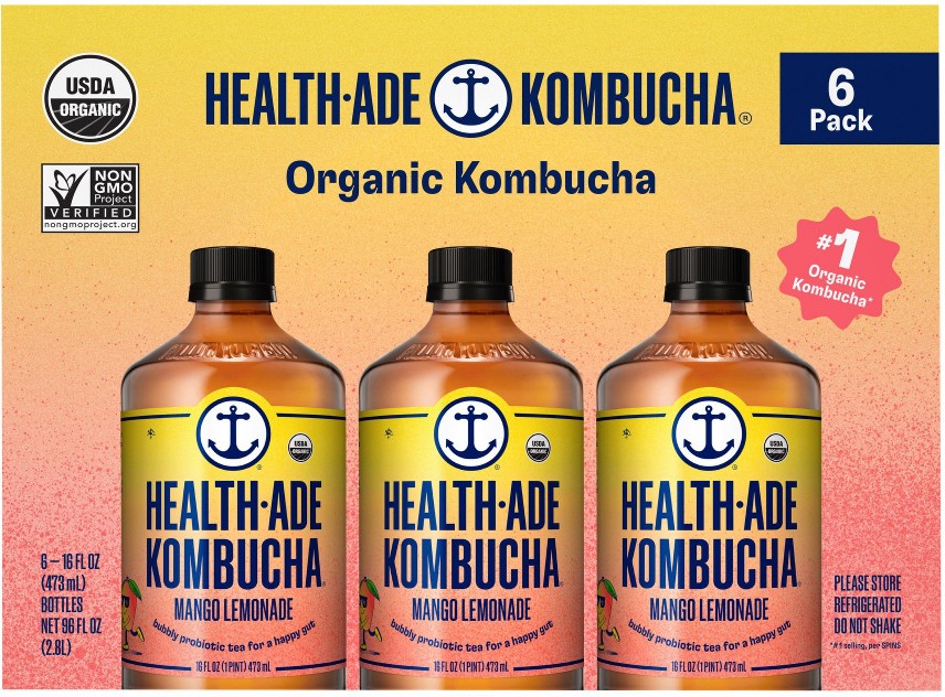 Organic Kombucha Mango Lemonade, Bottles, 6 pk./16 oz.