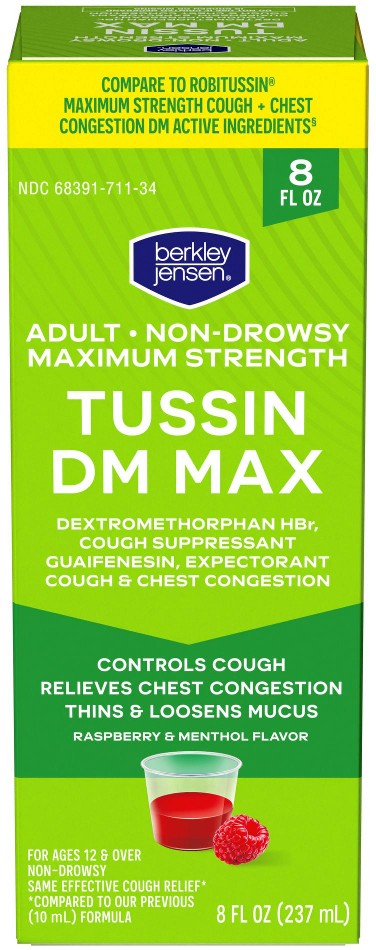 Tussin DM Cough And Congestion Relief With Maximum Strength Liquid Cough Medicine And Raspberry Menthol Flavor