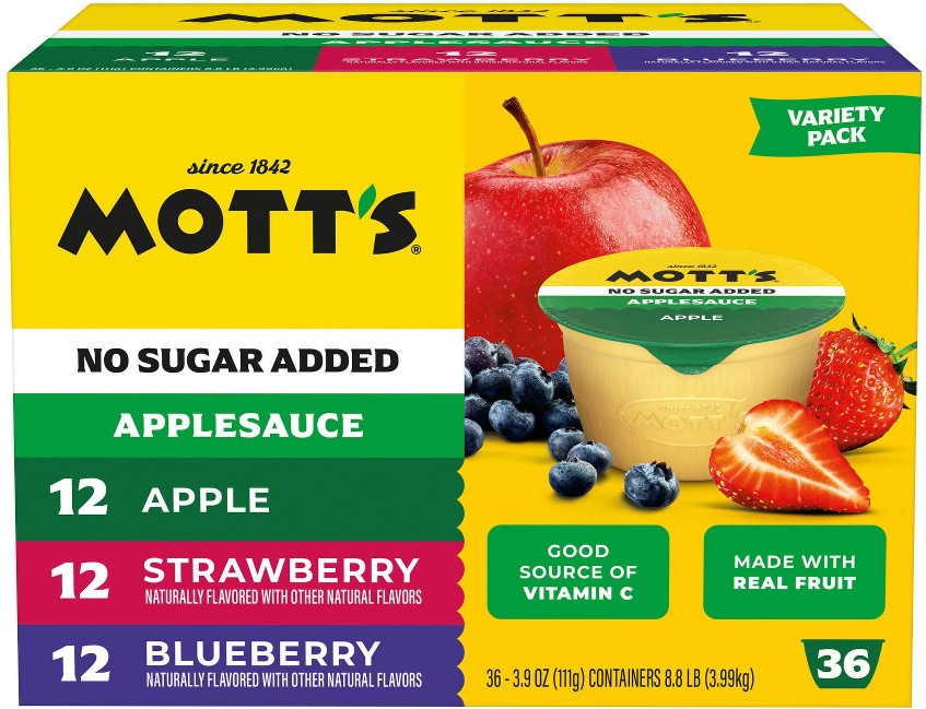 No Sugar Added Applesauce Variety Pack Cups, 36 pk./3.9 oz.