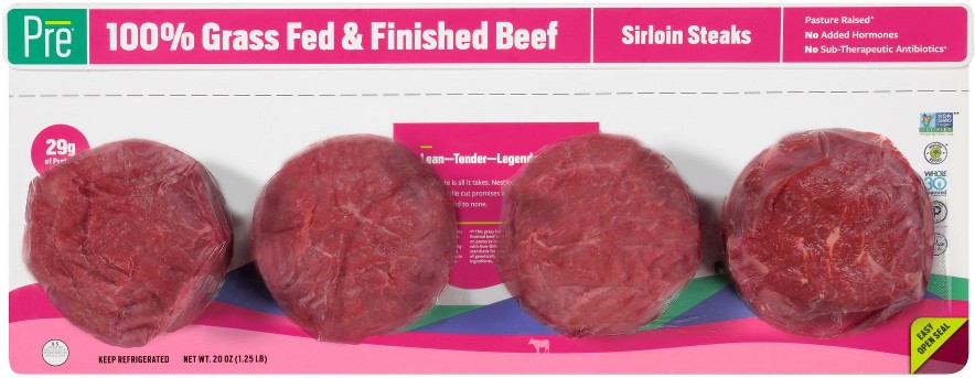 100% Grass-Fed & Finished Beef Sirloin Steaks, Four Steaks, 20 oz.