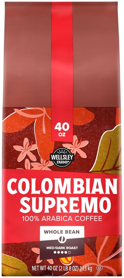 Colombian Supremo Whole Bean Coffee, Medium Roast, 40 oz.