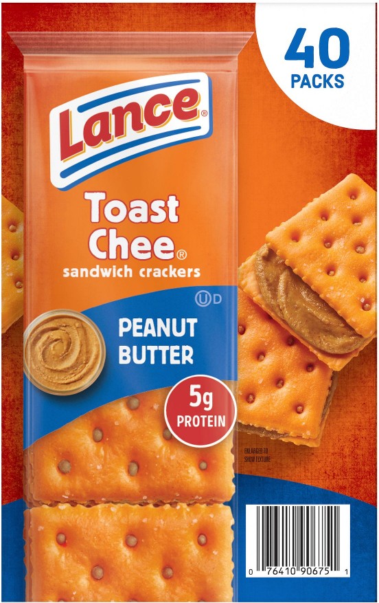 Sandwich Crackers, ToastChee Peanut Butter, Individually Wrapped Packs, 6 Sandwiches Each, 40 ct.