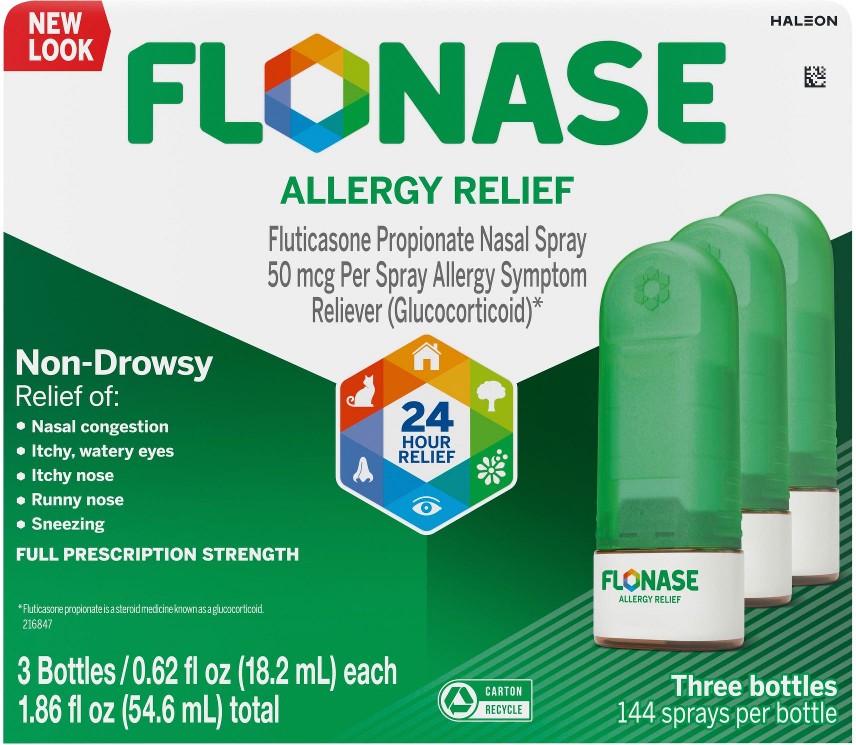Allergy Relief Nasal Spray, Non-Drowsy, 24HR Long Lasting Allergy Relief, 144 Sprays, 3 pk.