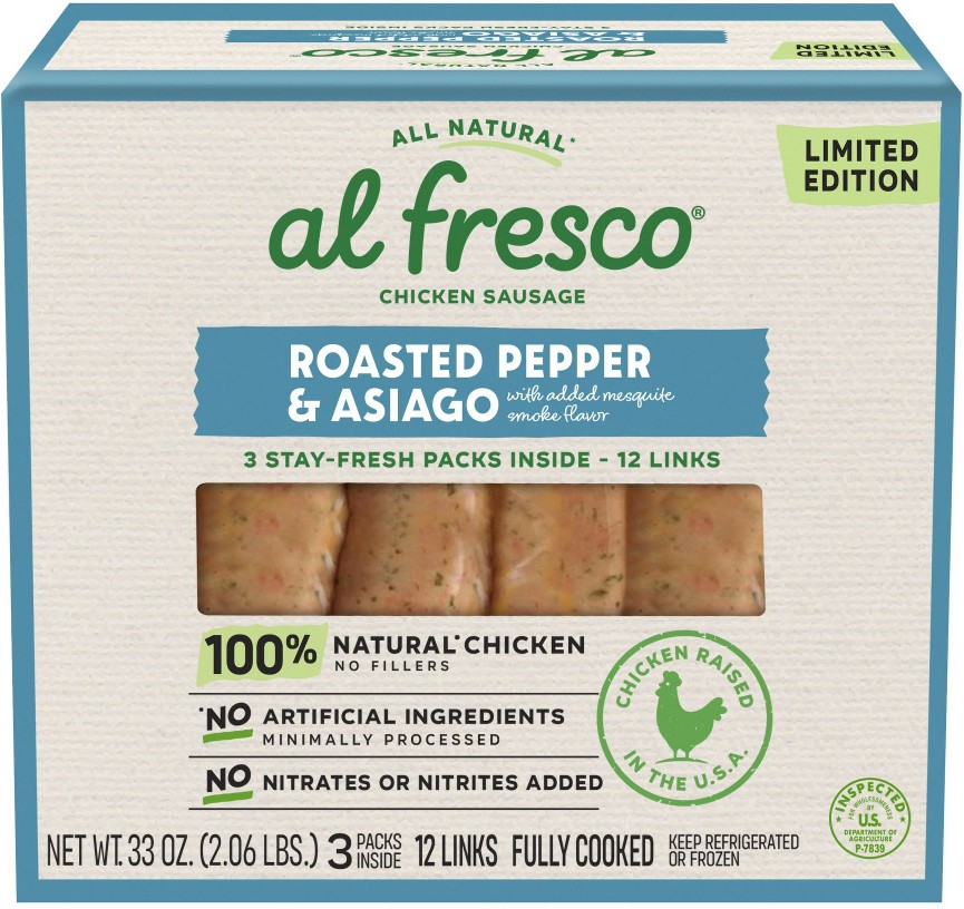 Roasted Pepper & Asiago Chicken Sausage Links, 12 ct.