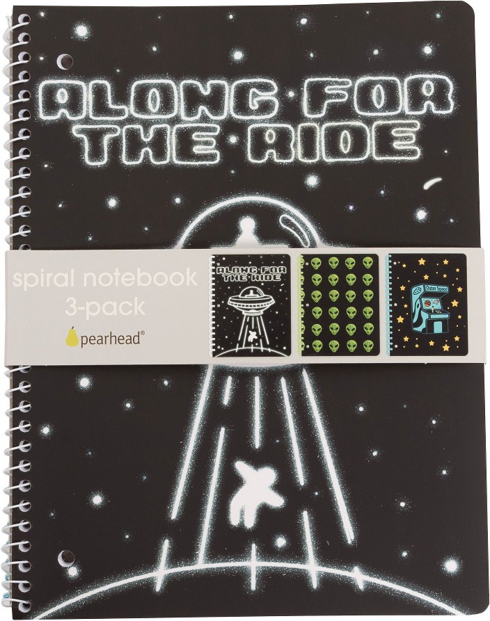3 pk. Alien Themed Spiral Notebook Set, Back To School Supplies For Boys and Girls, 60 Tear Away Lined Pages
