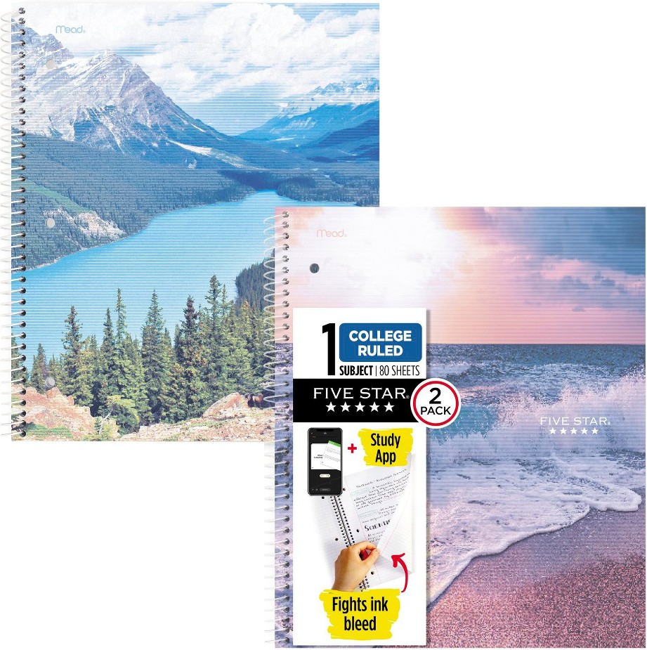 1 Subject 80 ct. College Ruled Notebook Plus Study App - 2 pk.