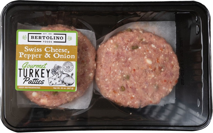 Swiss Cheese, Pepper & Onion Turkey Burger Patties, 2 lbs.