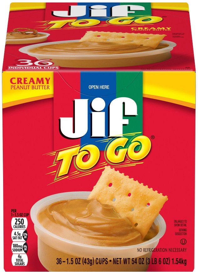To Go Creamy Peanut Butter, Smooth and Creamy Texture, Snack Size Packs, 36 pk./1.5 oz.