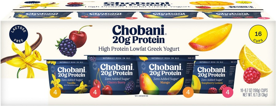 20g Protein, Yogurt Variety Pack, Raspberry Lemon, Vanilla, Mango, Cherry Berry, 16 ct./6.7 oz.