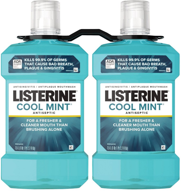 Cool Mint Antiseptic Mouthwash, Oral Care and Breath Freshener, 2pk./1.5L