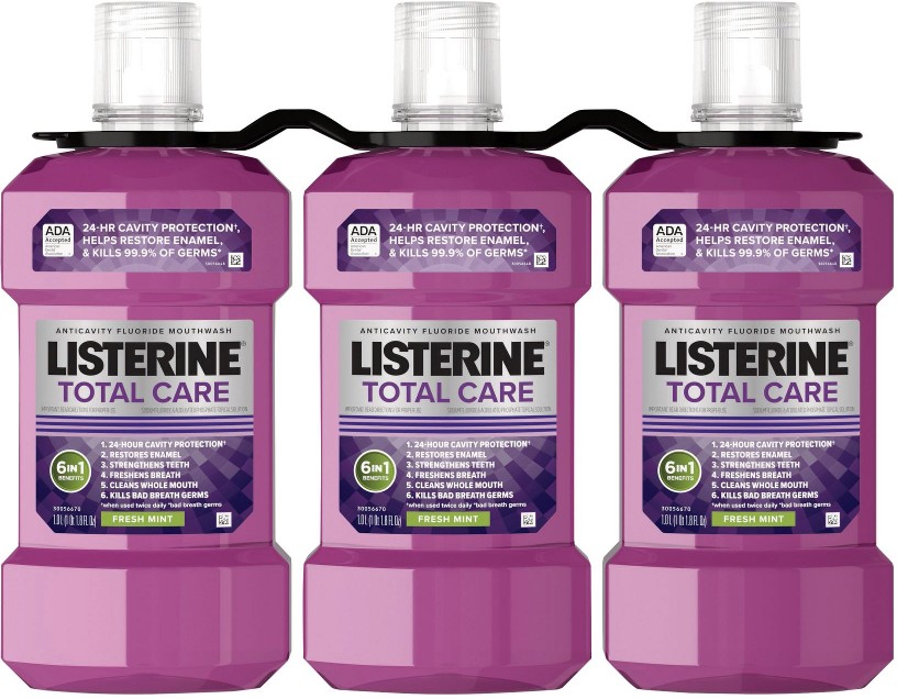 Total Care Fresh Mint Anticavity Mouthwash, 3 pk./1L