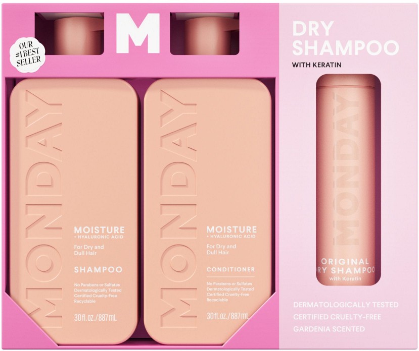 Combo Set, Shampoo Moisture 30 oz., Conditoner Moisture 30 oz. + Dry Shampoo Original 6.76 oz.