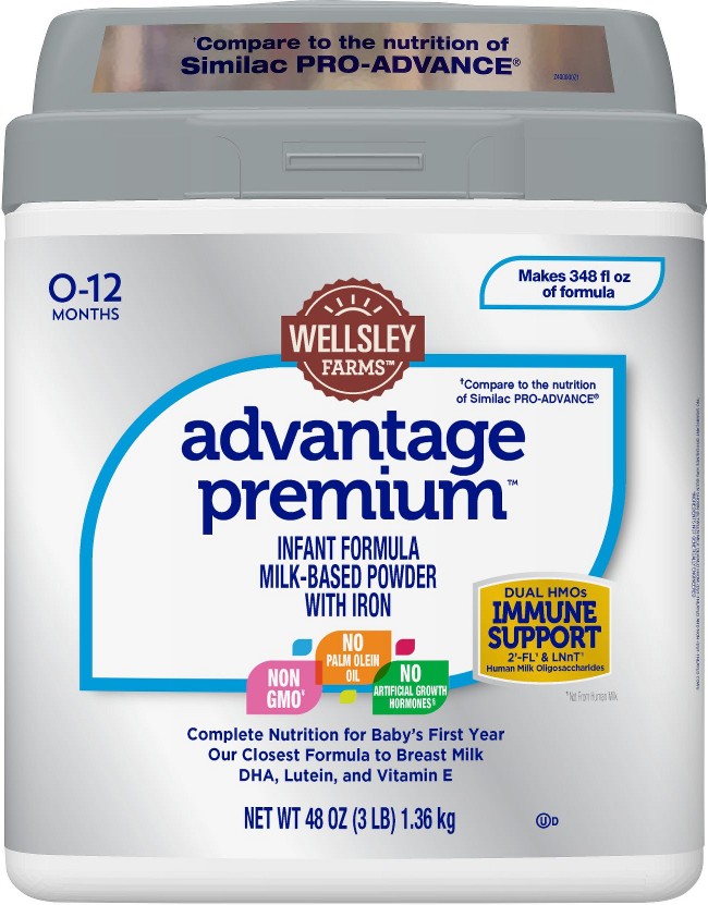 Advantage Premium Infant Formula Milk Based Powder with Iron, 48 oz.
