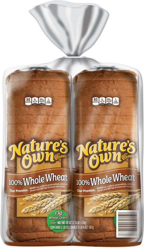 100% Whole Wheat Bread, 2 pk./20 oz.