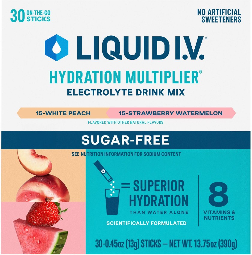 Hydration Multiplier Sugar-Free Variety Pack, White Peach and Strawberry Watermelon, 30 ct.