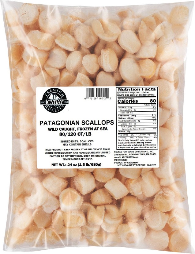 Patagonian Sea Scallops, 80/120, 1.5 lbs.