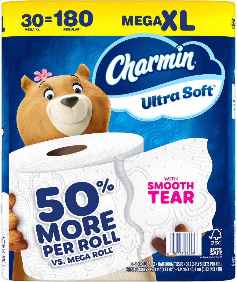 Ultra Soft Mega XL Roll Toilet Paper, 30 pk./312 sheets per roll